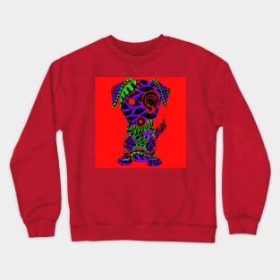 the magical dog in lovely bright pattern ecopop Crewneck Sweatshirt